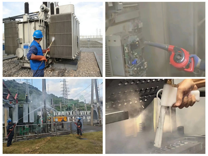 带电绝缘清洗剂清洗和气吹扫、带电水冲洗、干冰清洗的对比表